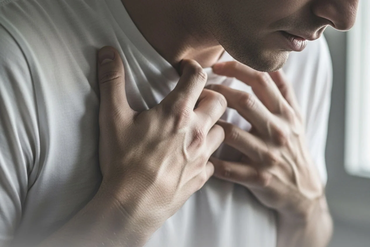Мужчине сложно дышать